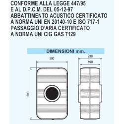 GRIGLIA BOX DI VENTILAZIONE ANTI RUMORE SILENZIATORE