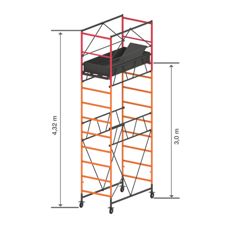TRABATTELLO PONTEGGIO IN ACCIAIO cm 160 x 80