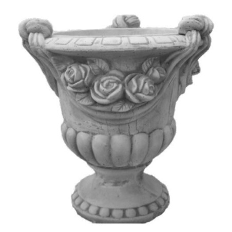 VASO IN CEMENTO CALICE CON ROSE