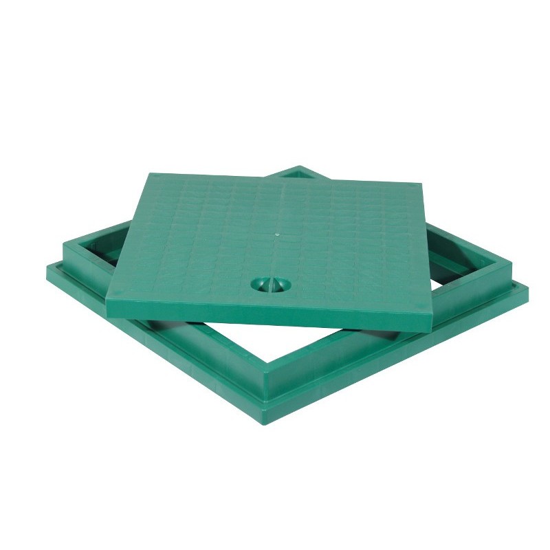 CHIUSINO IN PLASTICA VERDE PEDONALE CON TELAIO COPERCHIO