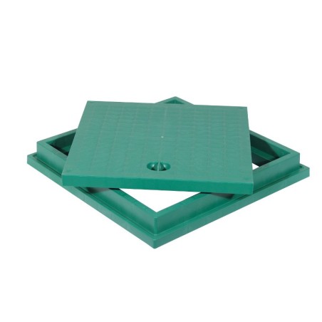 CHIUSINO IN PLASTICA VERDE PEDONALE CON TELAIO COPERCHIO
