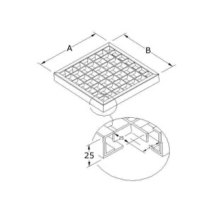 GRIGLIA CON TELAIO maglia 25x25 IN ACCIAIO quadrate e rettangolari