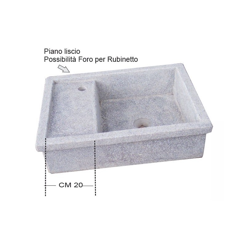 GRIT SMOOTH SINK cm 71 HOLE 42x44 many colours available