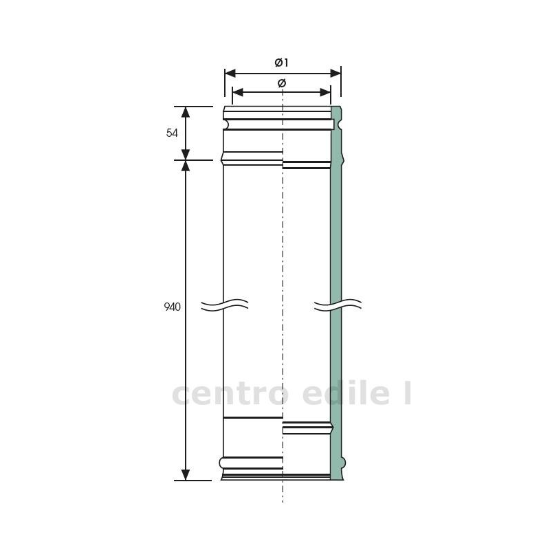 CANNA FUMARIA ACCIAIO INOX diametro mm 80 lunghezza 1000