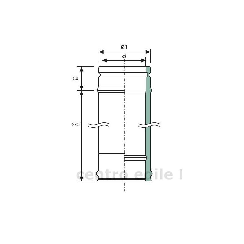 CANNA FUMARIA ACCIAIO INOX diametro mm 80 lunghezza 1000