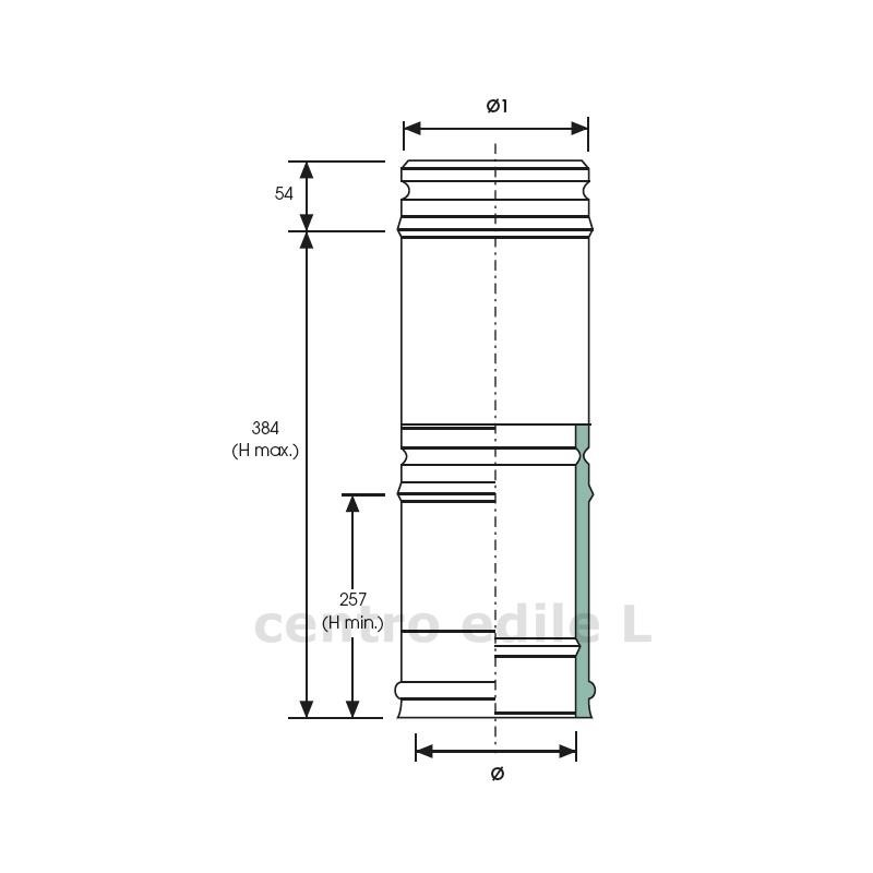 CANNA FUMARIA ACCIAIO INOX diametro mm 80 lunghezza 1000