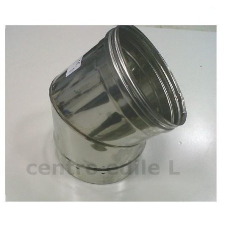 CURVA CANNA FUMARIA ACCIAIO INOX aperta 45 °