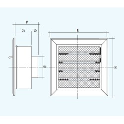 GRIGLIA DI VENTILAZIONE REGOLABILE ALLUMINIO CON RETE