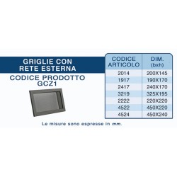 GRIGLIA CON APERTURA FRONTALE CON RETE