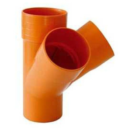 DERIVAZIONE DOPPIA A SCAGNO PER TUBO IN PVC ARANCIO